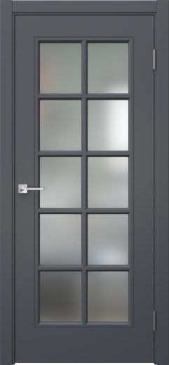 Межкомнатная дверь Мриба 10 эмаль графит, сатинат с решеткой