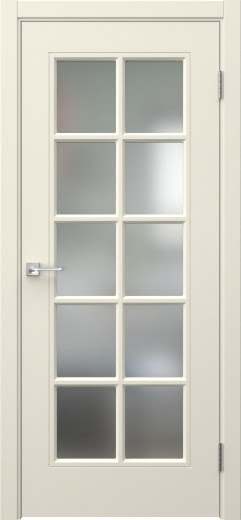 Межкомнатная дверь Мриба 10 эмаль RAL 9001, сатинат с решеткой