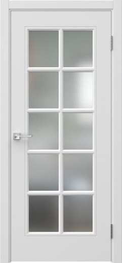 Межкомнатная дверь Мриба 10 эмаль белая, сатинат с решеткой
