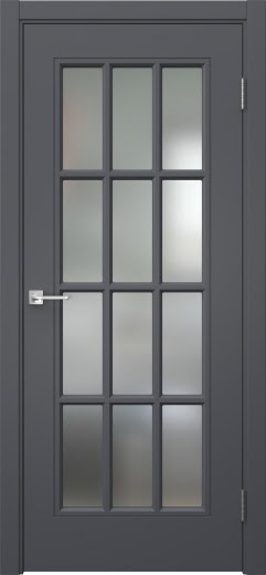 Межкомнатная дверь Мриба 12 эмаль графит, сатинат с решеткой