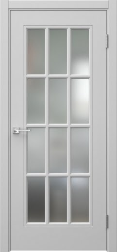 Межкомнатная дверь Мриба 12 эмаль RAL 7047, сатинат с решеткой