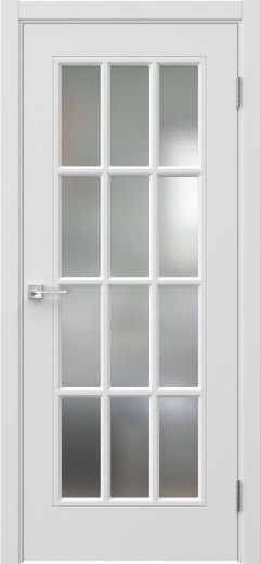Межкомнатная дверь Мриба 12 эмаль белая, сатинат с решеткой