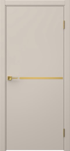 Межкомнатная дверь Нью Стайл 1 эмаль мокко, золотой молдинг