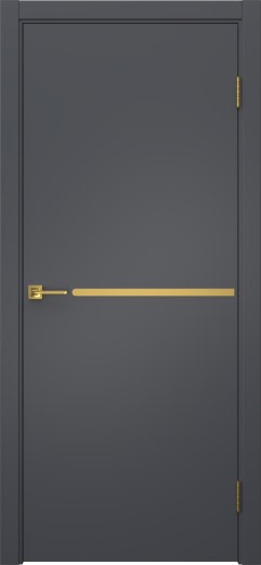 Межкомнатная дверь Нью Стайл 1 эмаль графит, золотой молдинг