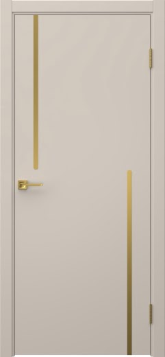 Межкомнатная дверь Нью Стайл 2 эмаль мокко, золотой молдинг