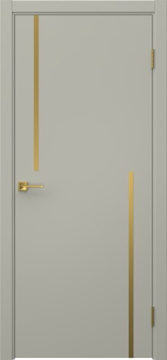 Межкомнатная дверь Нью Стайл 2 эмаль RAL 7044, золотой молдинг