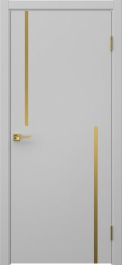 Межкомнатная дверь Нью Стайл 2 эмаль RAL 7047, золотой молдинг