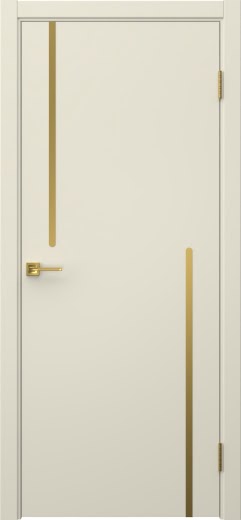 Межкомнатная дверь Нью Стайл 2 эмаль RAL 9001, золотой молдинг