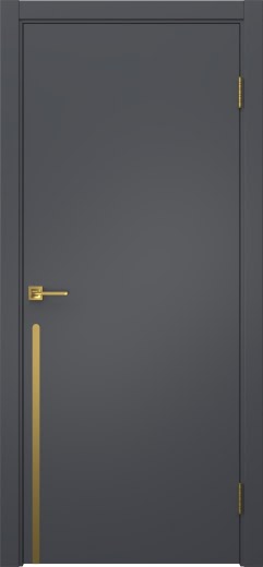 Межкомнатная дверь Нью Стайл 3 эмаль графит, золотой молдинг