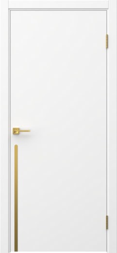 Межкомнатная дверь Нью Стайл 3 эмаль белая, золотой молдинг