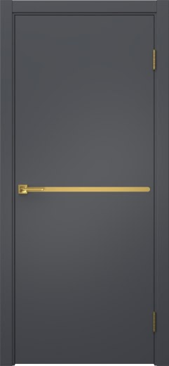 Межкомнатная дверь Нью Стайл 4 эмаль графит, золотой молдинг