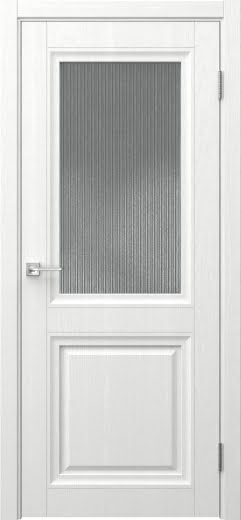 Межкомнатная дверь София 2 багет 2 экошпон ясень белоснежный, стекло рифленое