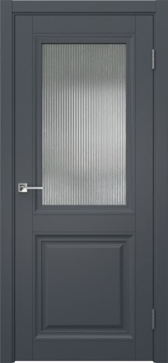 Межкомнатная дверь София 2 багет 2 экошпон антрацит, стекло рифленое