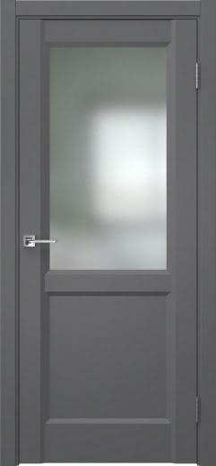 Межкомнатная дверь София 2 экошпон антрацит, матовое стекло сатинат