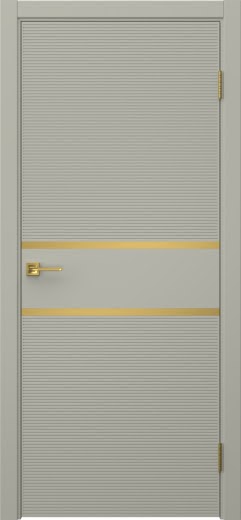 Межкомнатная дверь Соло 10 эмаль RAL 7044, золотой молдинг