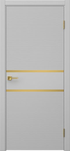 Межкомнатная дверь Соло 10 эмаль RAL 7047, золотой молдинг