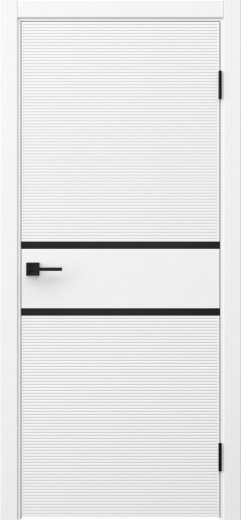 Межкомнатная дверь Соло 10 эмаль белая, черный молдинг