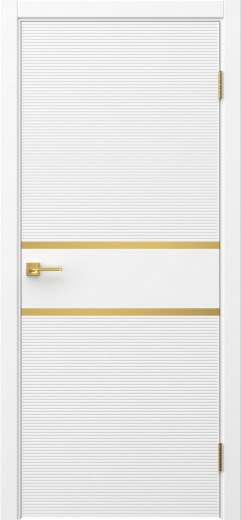 Межкомнатная дверь Соло 10 эмаль белая, золотой молдинг
