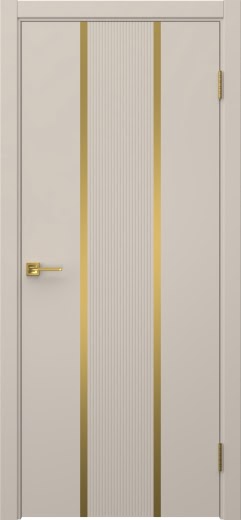 Межкомнатная дверь Соло 16 эмаль мокко, золотой молдинг
