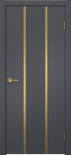 Межкомнатная дверь Соло 16 эмаль графит, золотой молдинг