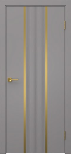 Межкомнатная дверь Соло 16 эмаль RAL 7036, золотой молдинг