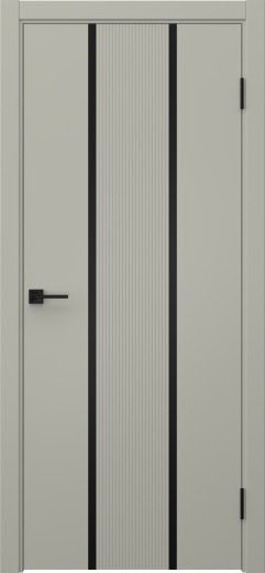 Межкомнатная дверь Соло 16 эмаль RAL 7044, черный молдинг