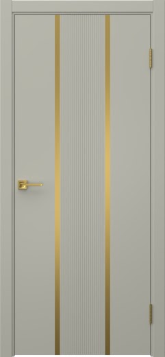 Межкомнатная дверь Соло 16 эмаль RAL 7044, золотой молдинг