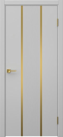 Межкомнатная дверь Соло 16 эмаль RAL 7047, золотой молдинг