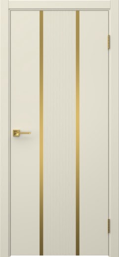 Межкомнатная дверь Соло 16 эмаль RAL 9001, золотой молдинг