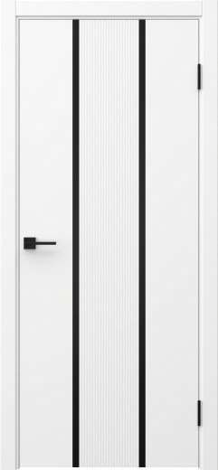 Межкомнатная дверь Соло 16 эмаль белая, черный молдинг