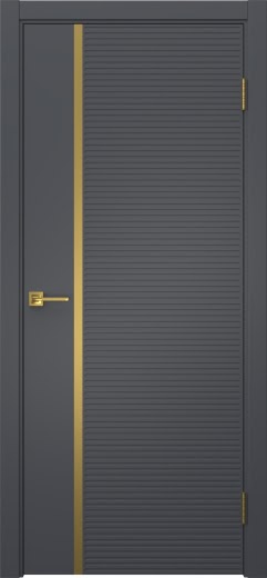 Межкомнатная дверь Соло 18 эмаль графит, золотой молдинг