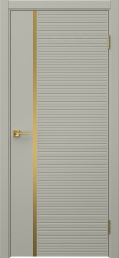 Межкомнатная дверь Соло 18 эмаль RAL 7044, золотой молдинг