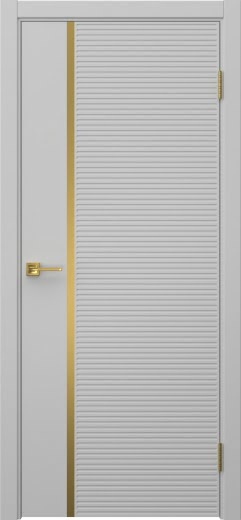 Межкомнатная дверь Соло 18 эмаль RAL 7047, золотой молдинг