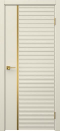 Межкомнатная дверь Соло 18 эмаль RAL 9001, золотой молдинг