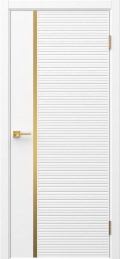 Межкомнатная дверь Соло 18 эмаль белая, золотой молдинг