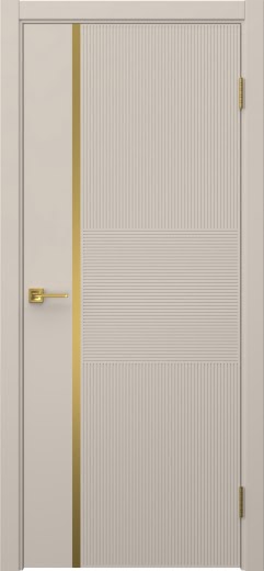 Межкомнатная дверь Соло 19 эмаль мокко, золотой молдинг