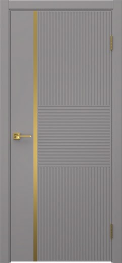Межкомнатная дверь Соло 19 эмаль RAL 7036, золотой молдинг