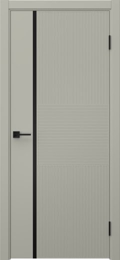Межкомнатная дверь Соло 19 эмаль RAL 7044, черный молдинг