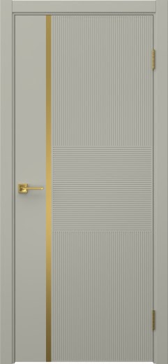 Межкомнатная дверь Соло 19 эмаль RAL 7044, золотой молдинг