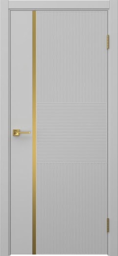 Межкомнатная дверь Соло 19 эмаль RAL 7047, золотой молдинг