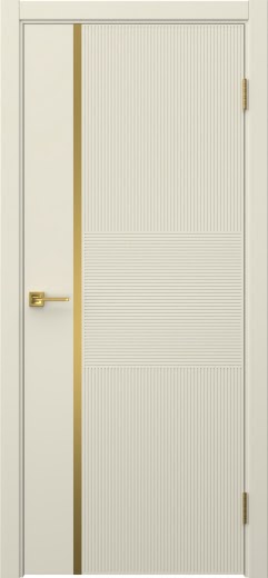 Межкомнатная дверь Соло 19 эмаль RAL 9001, золотой молдинг
