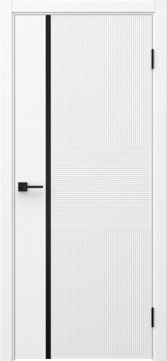 Межкомнатная дверь Соло 19 эмаль белая, черный молдинг