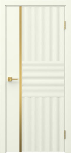 Межкомнатная дверь Соло 19 эмаль RAL 9010, золотой молдинг