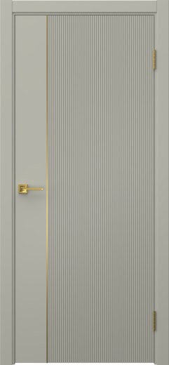 Межкомнатная дверь Соло 20 эмаль RAL 7044, золотой молдинг