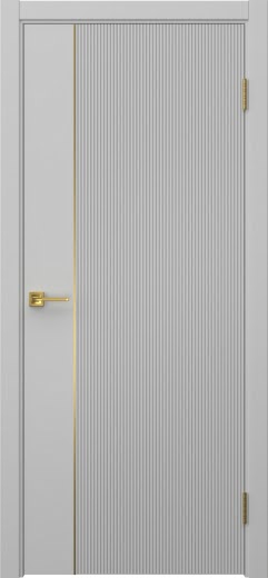 Межкомнатная дверь Соло 20 эмаль RAL 7047, золотой молдинг