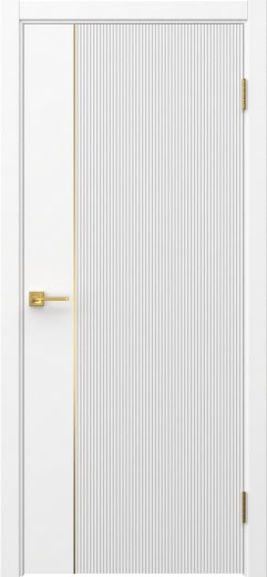 Межкомнатная дверь Соло 20 эмаль белая, золотой молдинг