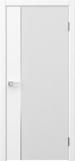 Межкомнатная дверь Соло 20 эмаль белая, молдинг серебро