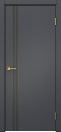 Межкомнатная дверь Соло 21 эмаль графит, золотой молдинг