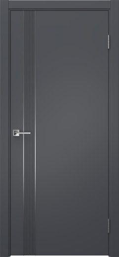 Межкомнатная дверь Соло 21 эмаль графит, молдинг серебро