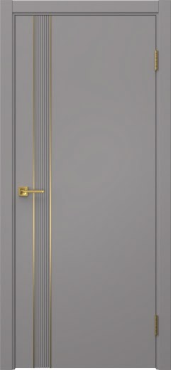 Межкомнатная дверь Соло 21 эмаль RAL 7036, золотой молдинг